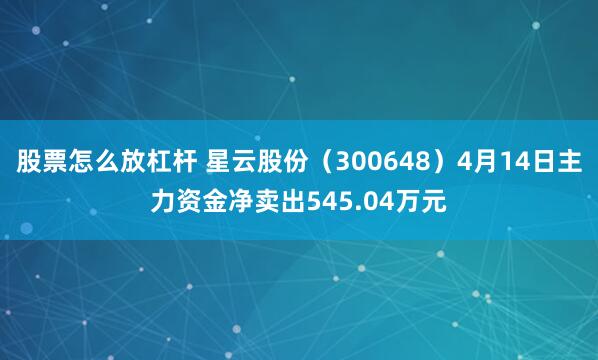 股票怎么放杠杆 星云股份（300648）4月14日主力资金净卖出545.04万元