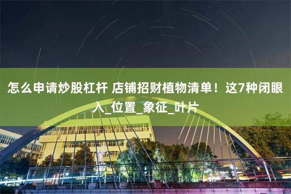 怎么申请炒股杠杆 店铺招财植物清单！这7种闭眼入_位置_象征_叶片
